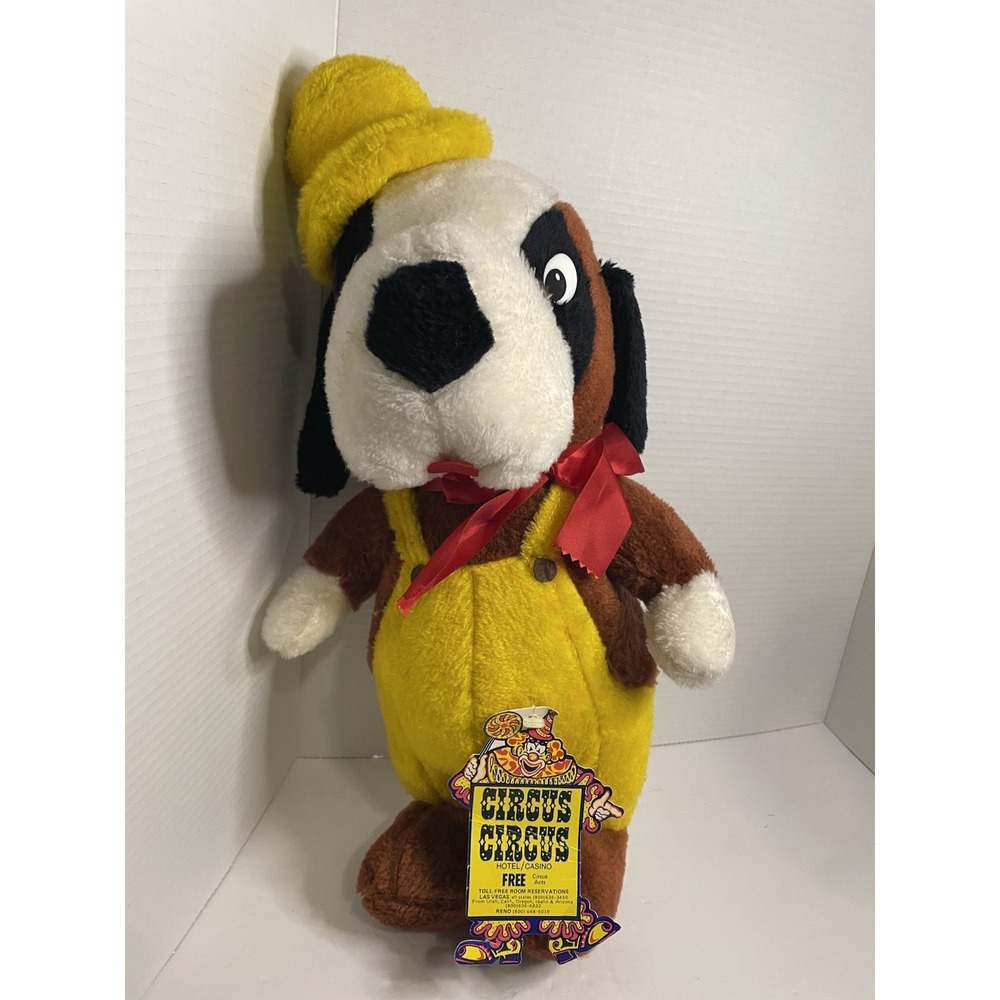 VTG Circus Circus Hotel Casino Las Vegas Stuffed Plush Promotional Dog Overalls